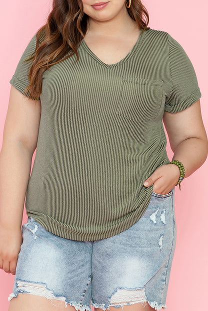 Plus Size Corded Pocket Tee