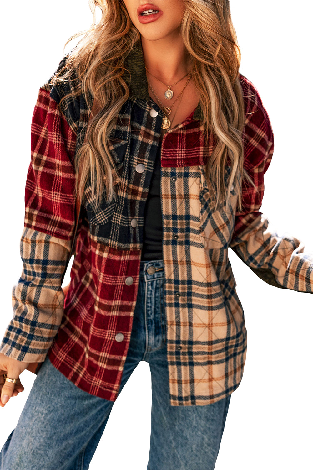 Plaid Patchwork Retro Shacket