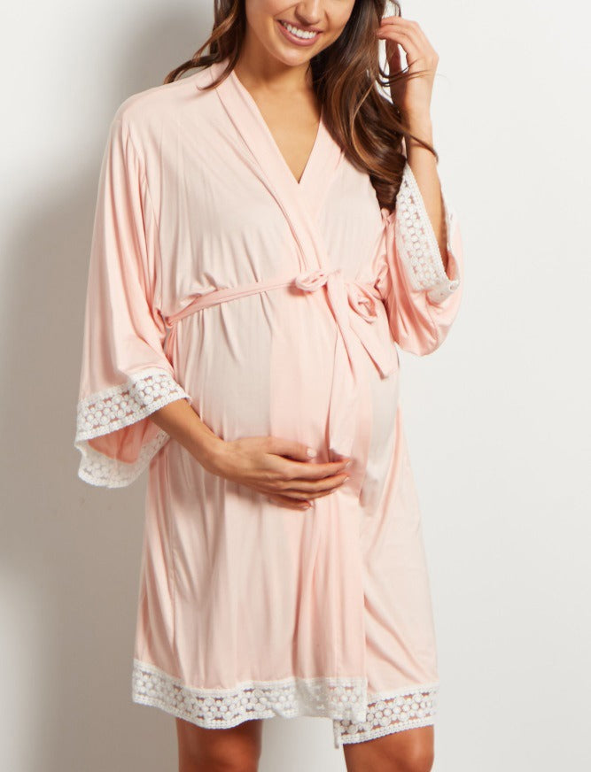 Solid color maternity lace up cardigan,