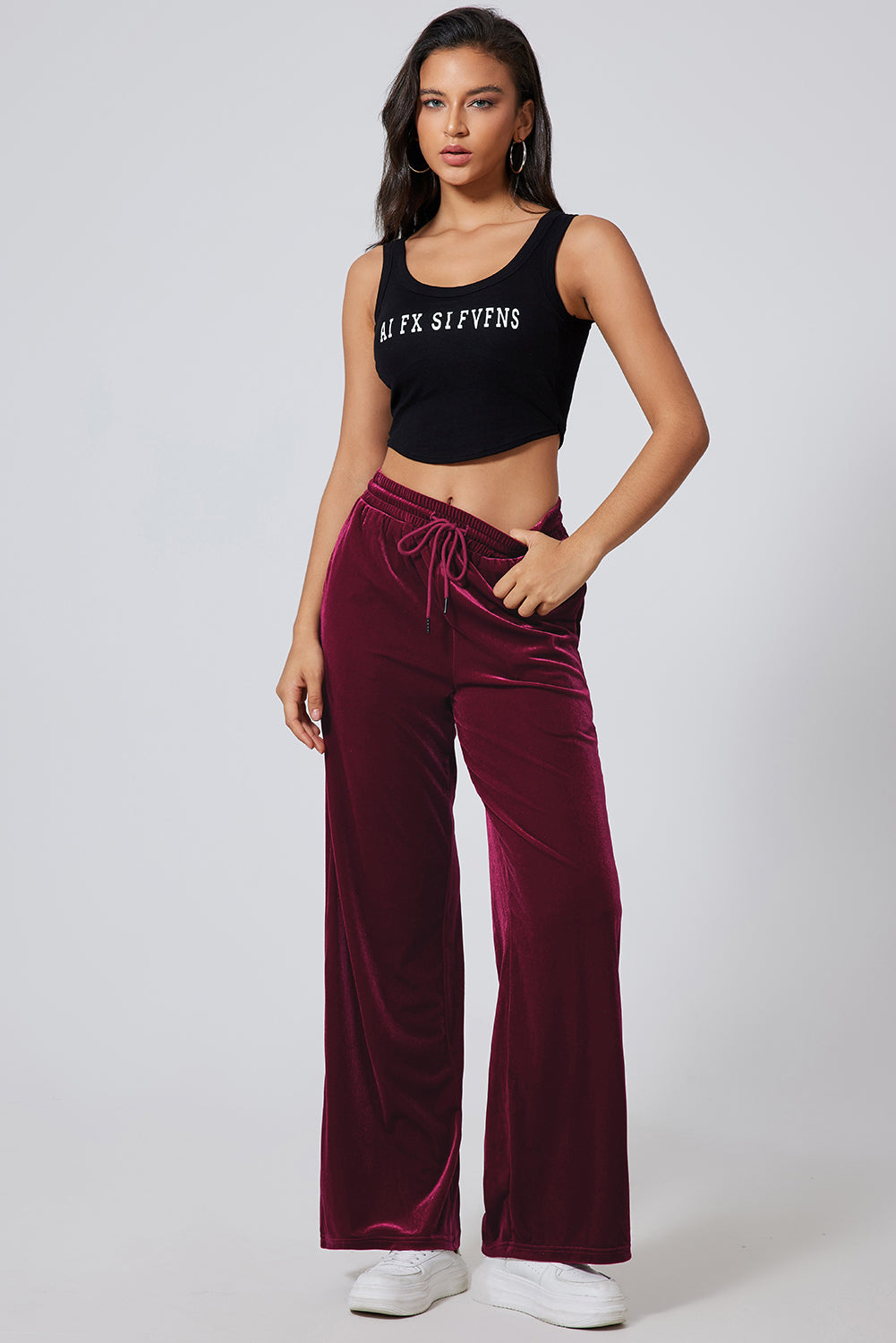 Drawstring Wide Leg Pants