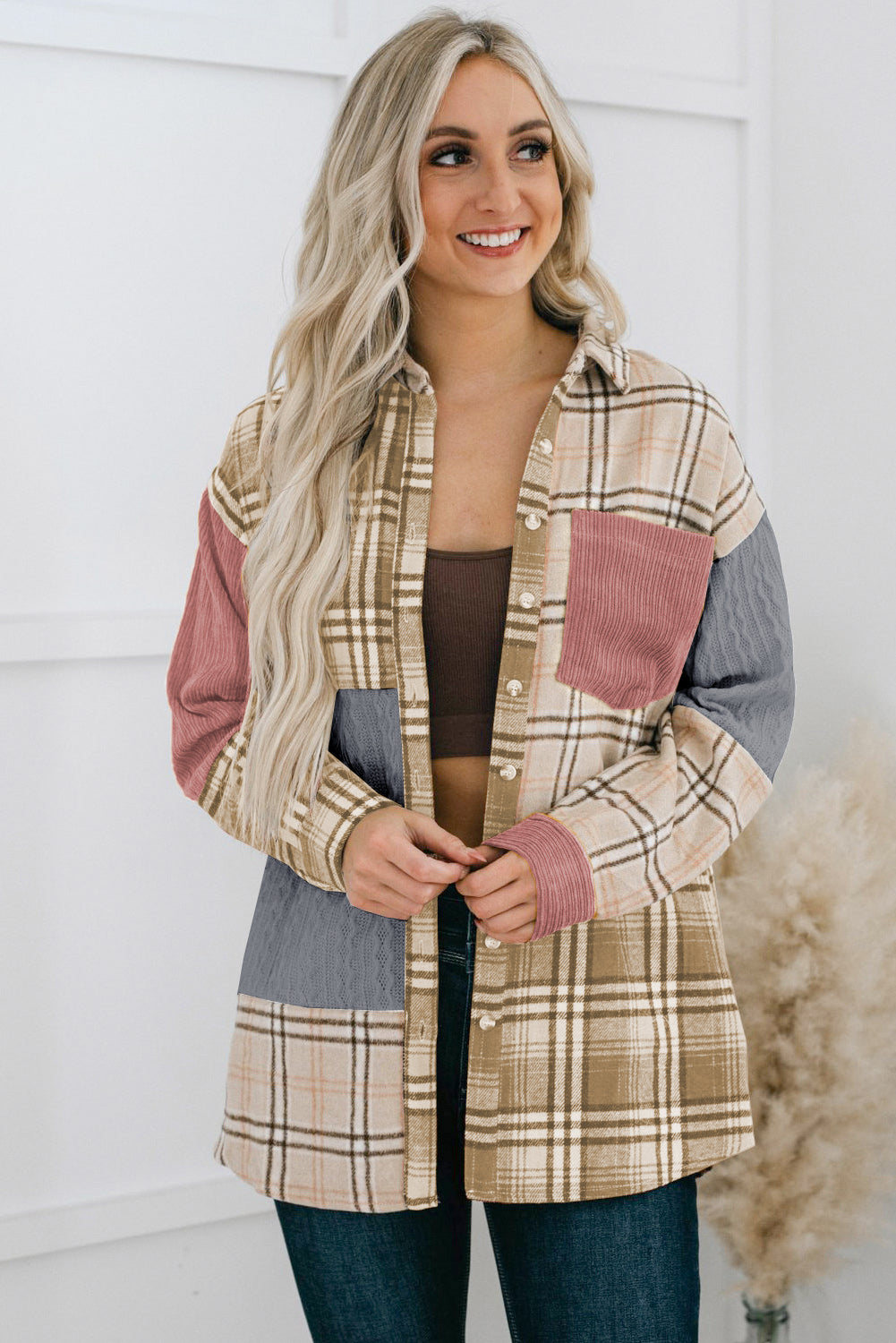 Plaid Color Block Shacket