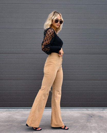 High-Waist Slim-Fit Micro Flare Pants