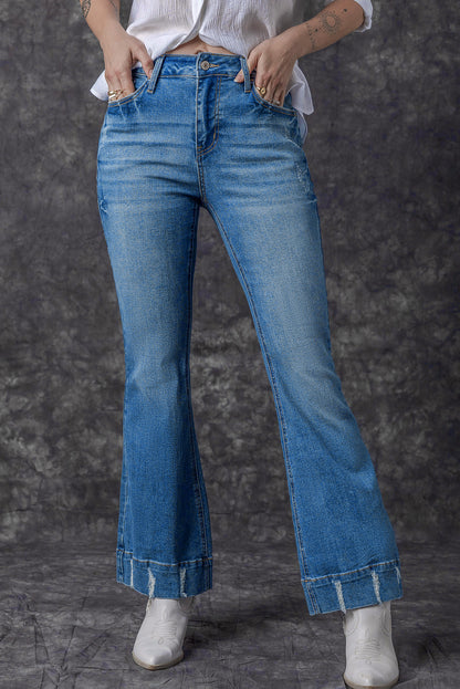 Distressed Medium Wash Flare Jeans