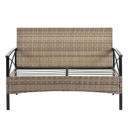 Patio Furniture, Outdoor Furniture, Seasonal PE Wicker Furniture, Four Set Wicker Furniture With Black Metal Table