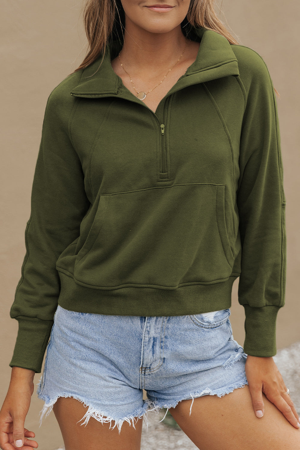 Fleece Lined Thumbhole Sweatshirt