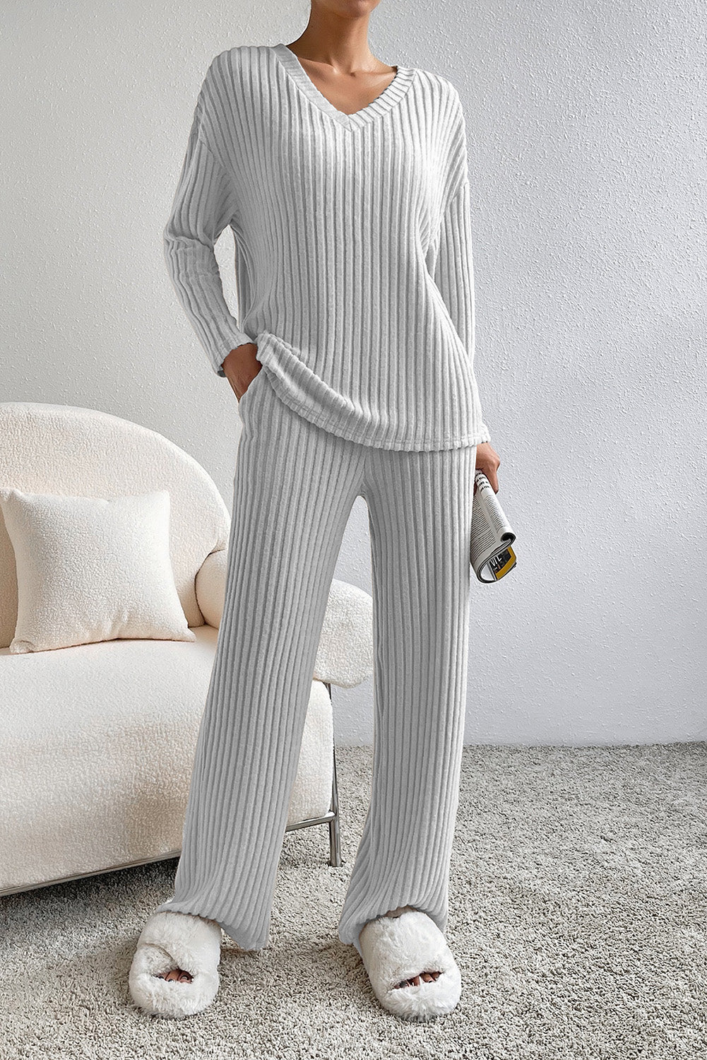 Ribbed Knit Two-piece Outfit