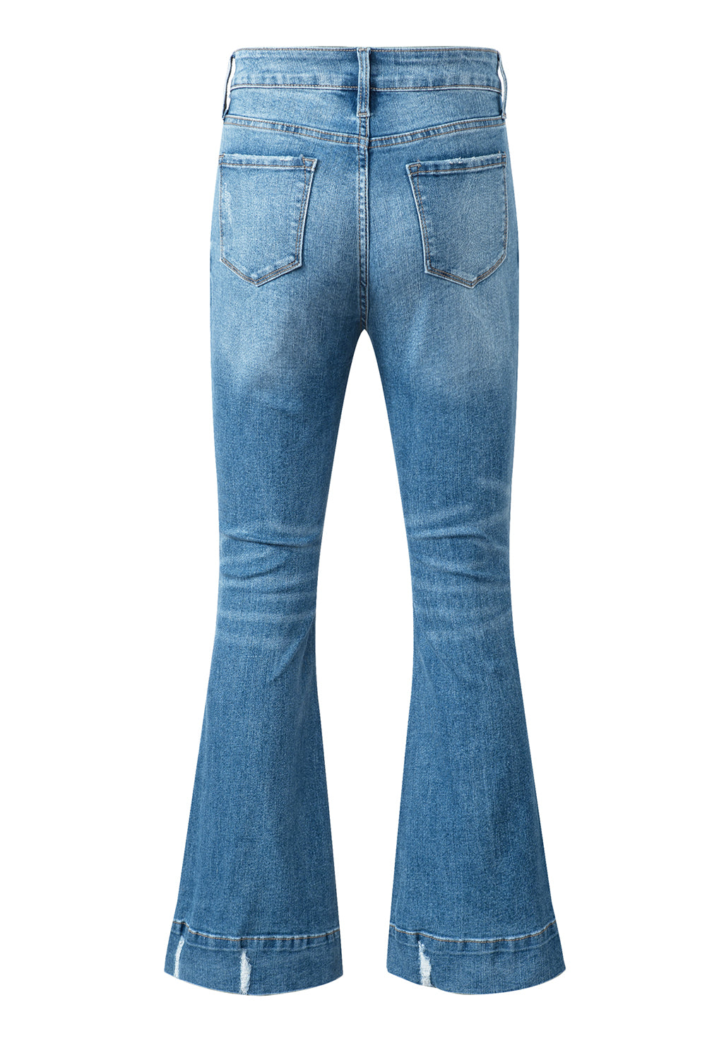 Distressed Medium Wash Flare Jeans