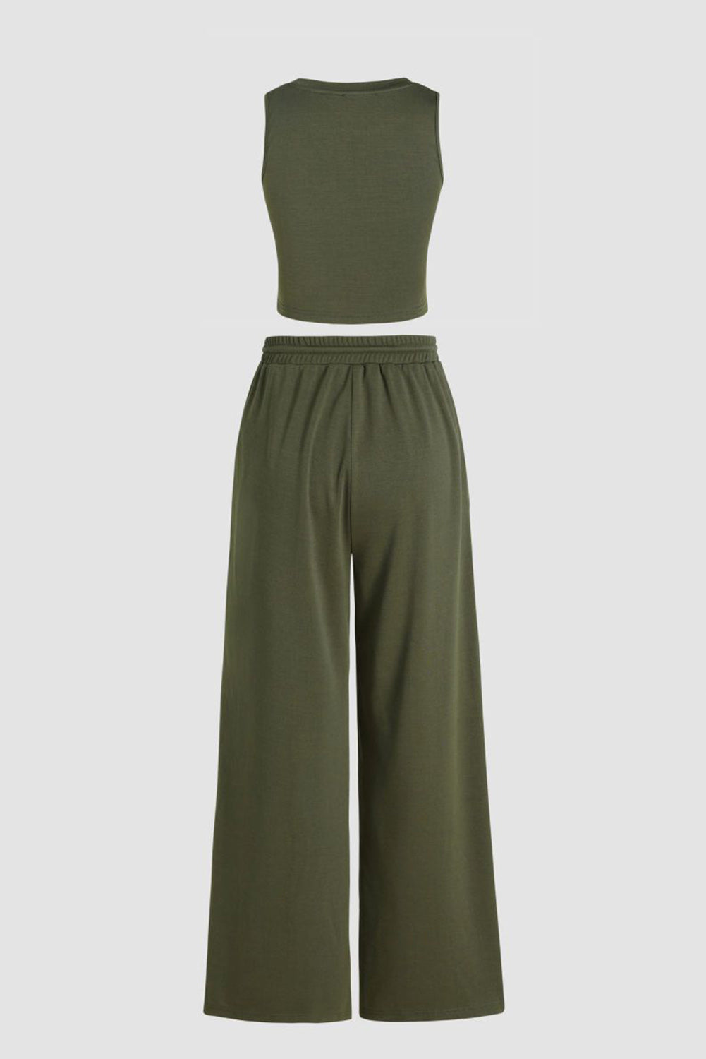 Sleeveless Crop Top and Wide Leg Pants Set