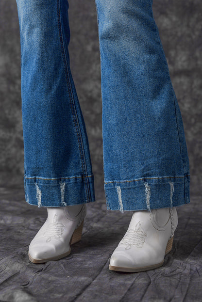 Distressed Medium Wash Flare Jeans