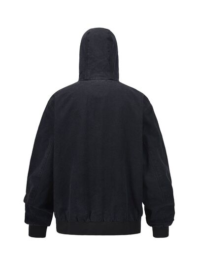 Men's Zip Up Washed Hooded Jacket.