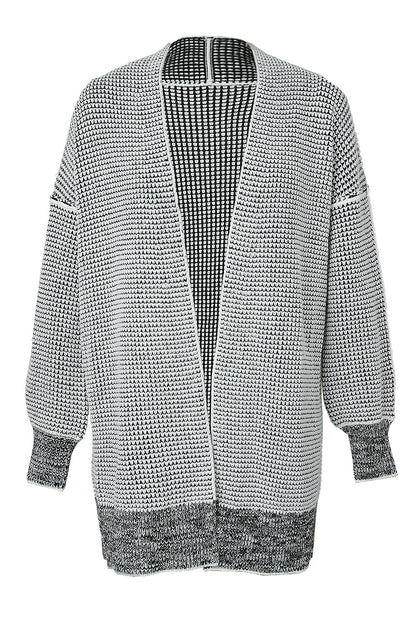 Plaid Knitted Open Front Cardigan