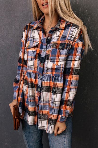 Multicolor Plaid Ruffled Shacket