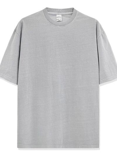 Men's Full Size Round Neck Washed T-Shirt Plus Size.