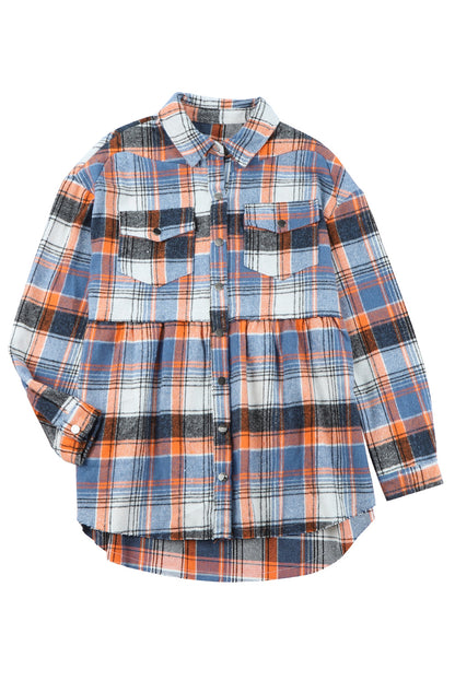 Multicolor Plaid Ruffled Shacket