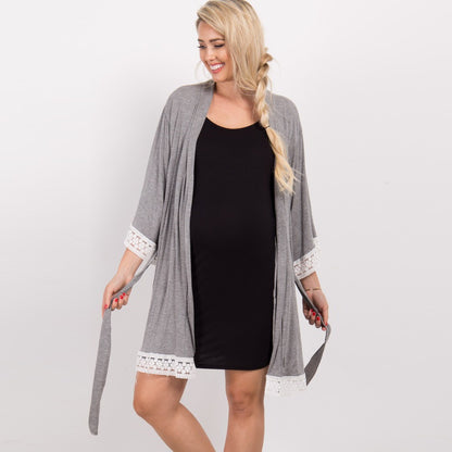 Solid color maternity lace up cardigan,