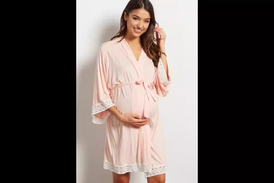 Solid color maternity lace up cardigan,