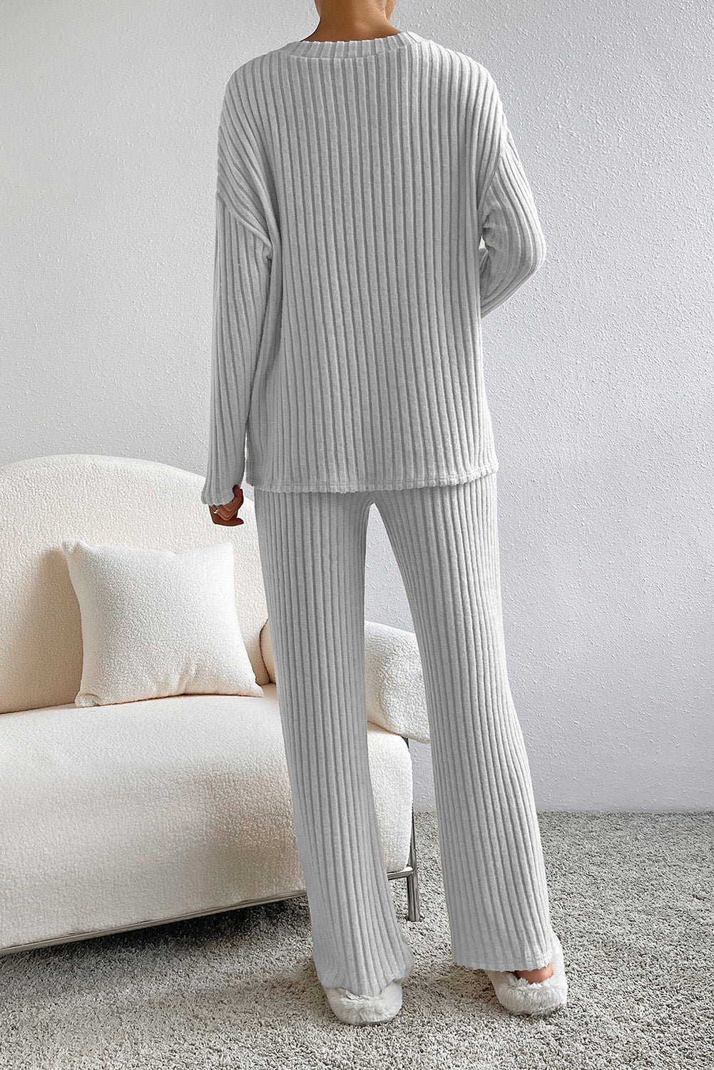 Ribbed Knit Two-piece Outfit