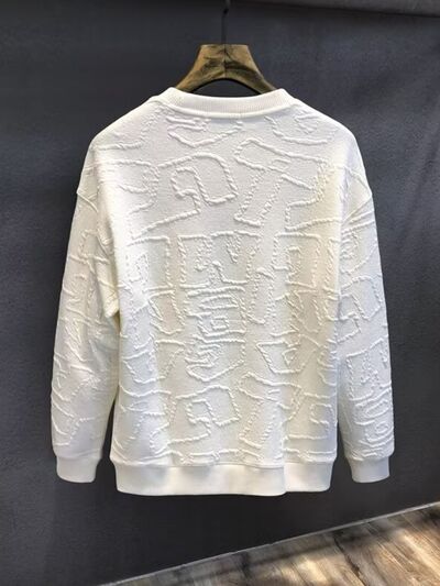 Men's  Plus Size Textured Round Neck Long Sleeve Sweatshirt.