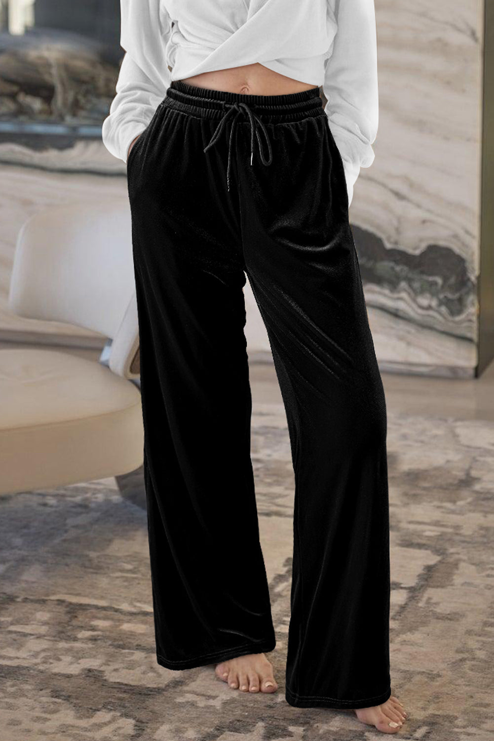 Drawstring Wide Leg Pants