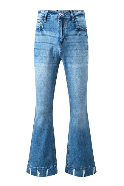 Distressed Medium Wash Flare Jeans