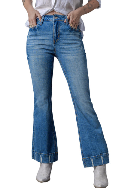 Distressed Medium Wash Flare Jeans