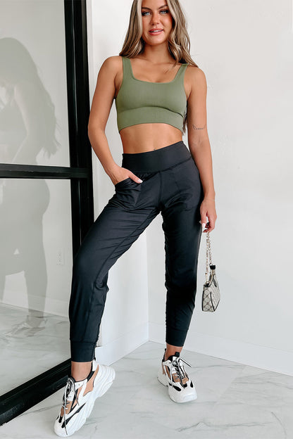 Exposed Seam High Waist Joggers