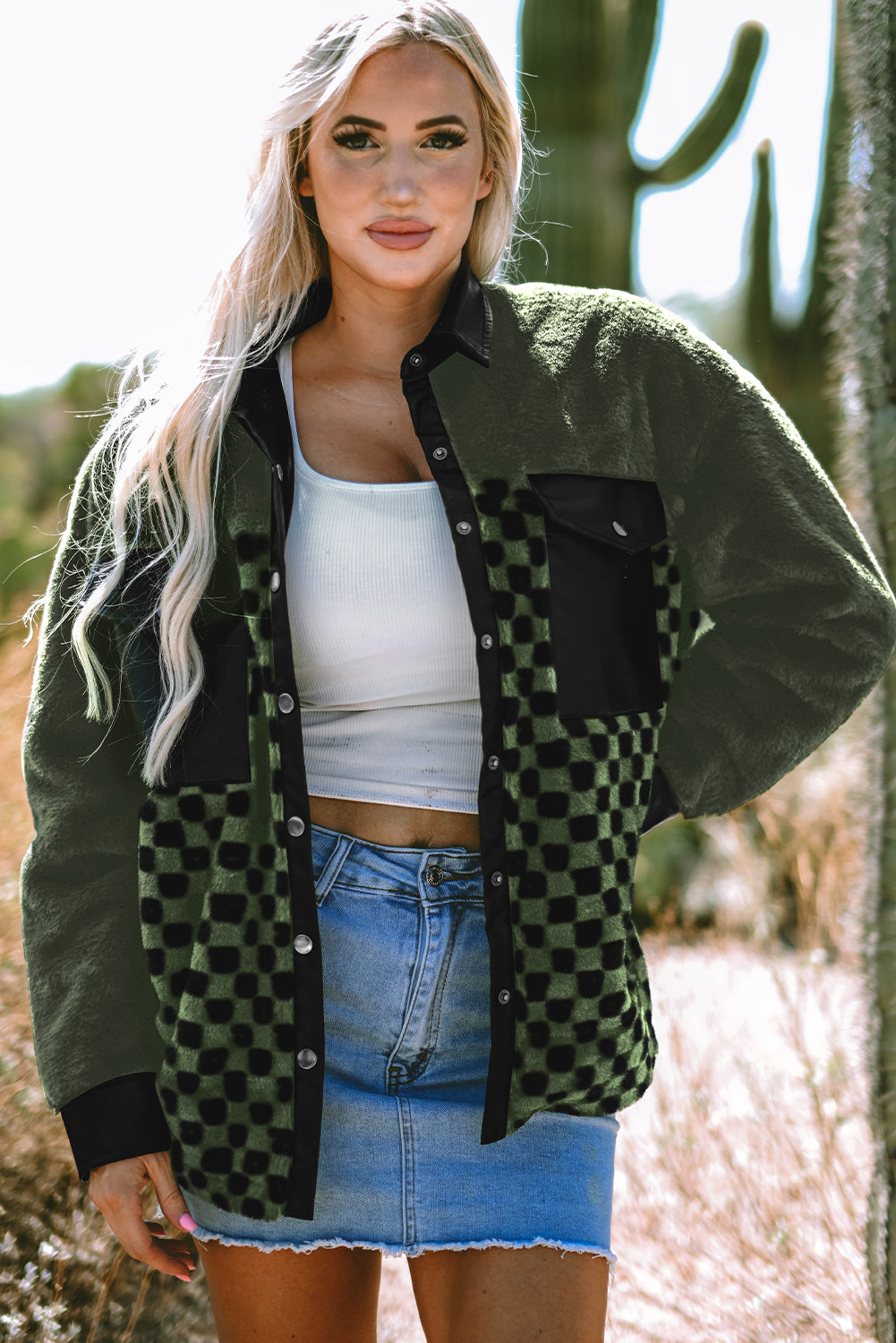 Fleece Checkerboard Jacket