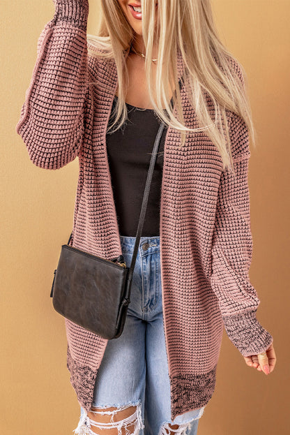 Plaid Knitted Open Front Cardigan