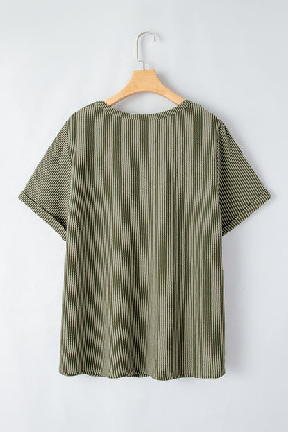 Plus Size Corded Pocket Tee