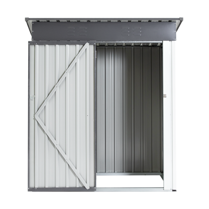 XWT016 Garden Metal Storage Lifter Shed Gray White 5x3x6ft outdoor storing tools Rainproof Hinge door version