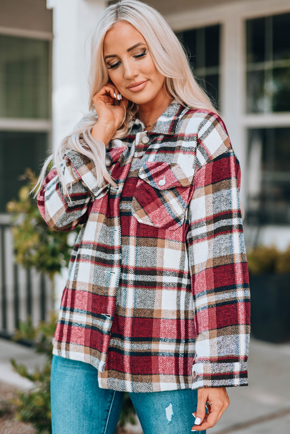 Geometric Plaid Shacket