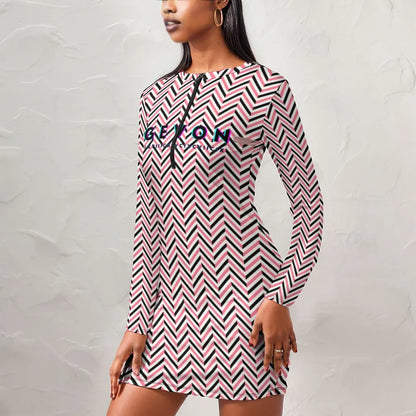 Gevon - Zipper Long Sleeve Dress