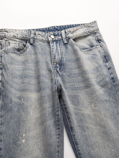 Men's Frayed Hem Bootcut Jeans.