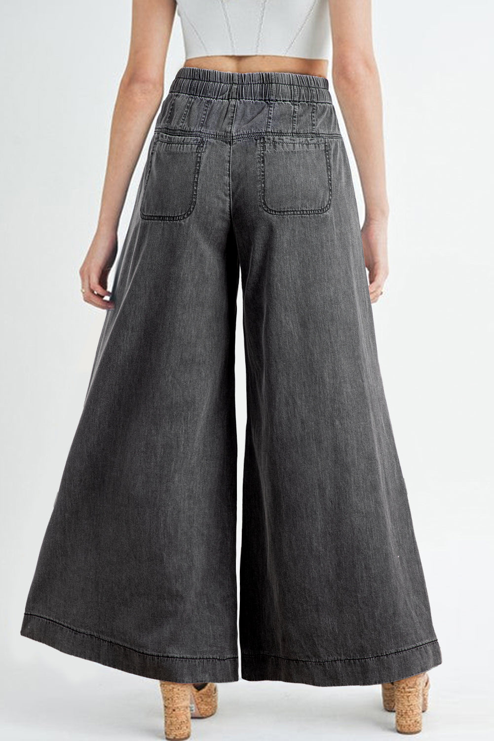 Fly Waist Wide Leg Jeans