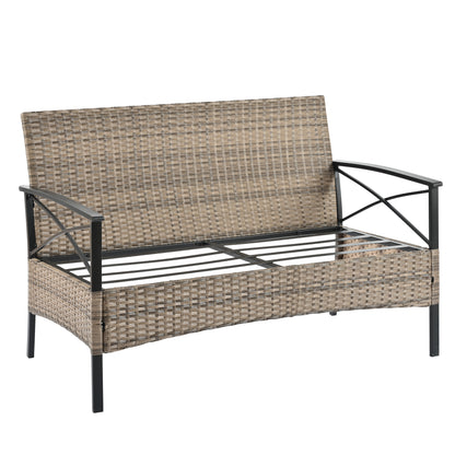 Patio Furniture, Outdoor Furniture, Seasonal PE Wicker Furniture, Four Set Wicker Furniture With Black Metal Table