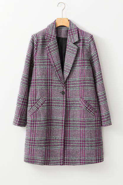 Plaid Lapel Midi Coat