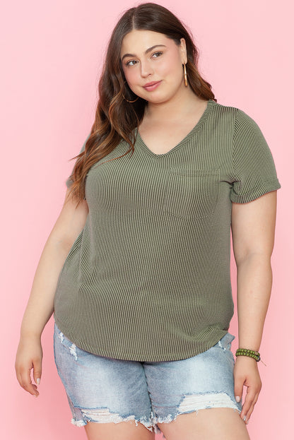 Plus Size Corded Pocket Tee