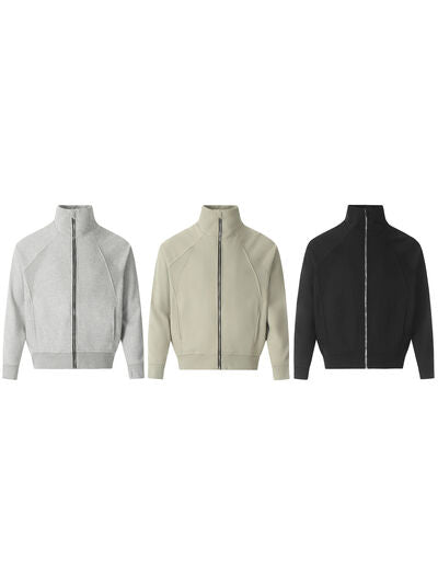 Men's Zip Up Stand Collar Jacket.