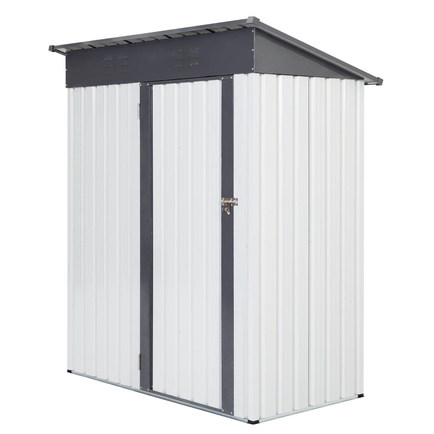 XWT016 Garden Metal Storage Lifter Shed Gray White 5x3x6ft outdoor storing tools Rainproof Hinge door version