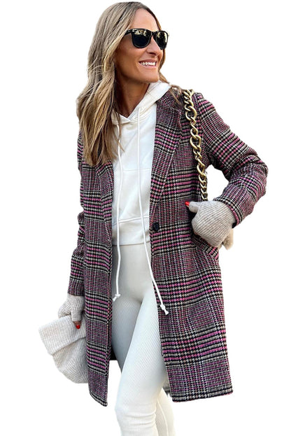 Plaid Lapel Midi Coat