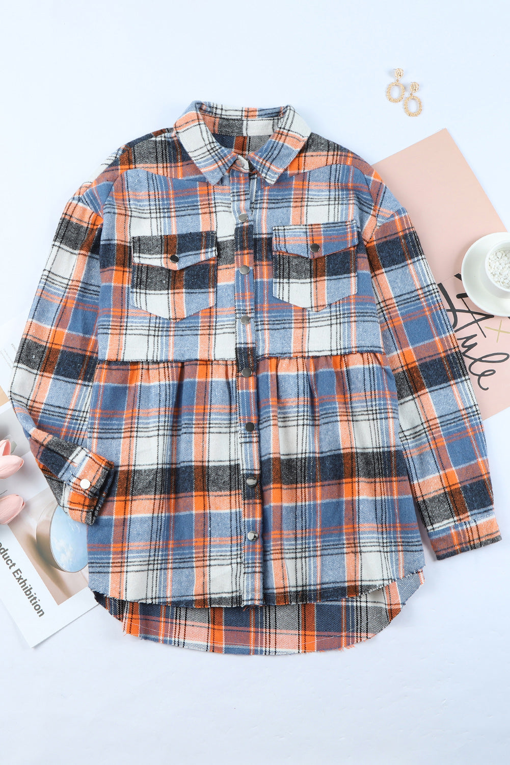 Multicolor Plaid Ruffled Shacket