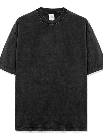 Men's Full Size Round Neck Washed T-Shirt Plus Size.