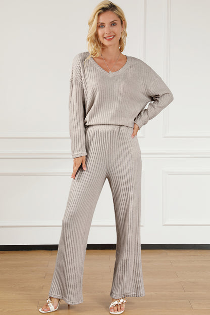 Ribbed Knit Two-piece Outfit