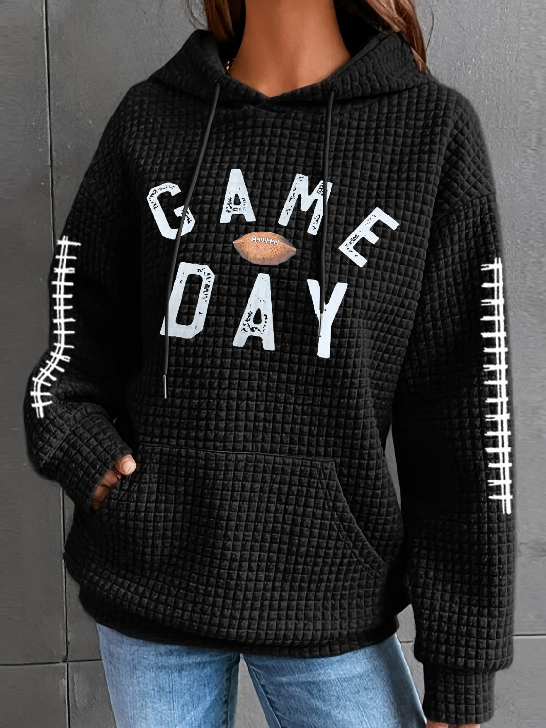 GAME DAY Football Drawstring Long Sleeve Hoodie