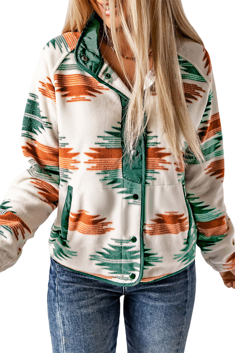 Aztec Snap Button Fleece Jacket