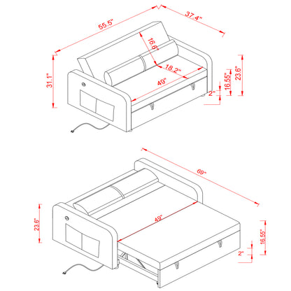 Twins Sofa Bed - Black Fabric