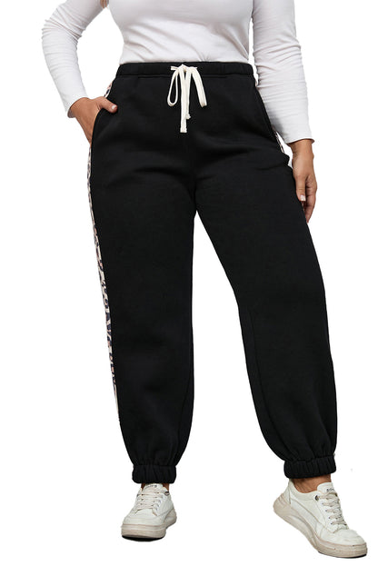 Plus Size Contrast Leopard Joggers