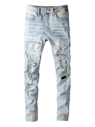 Men's Distressed Jeans with Pockets.