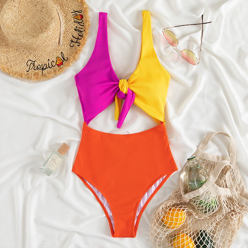 Color Block One-Piece Bikini