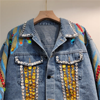 Handmade Beaded Heavy Denim Jacket